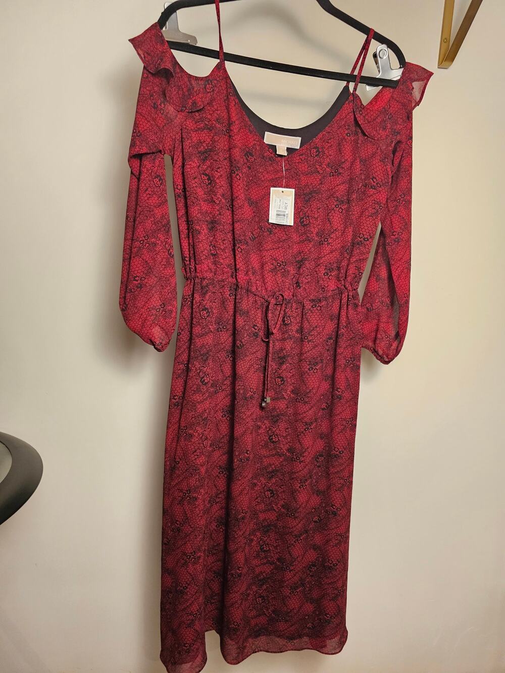 NWT Michael Kors Cold Shoulder Long Sleeve Midi Dress
